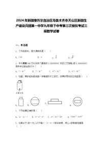 2024年乌鲁木齐市天山区新疆生产建设兵团第一中学九年级下中考三模数学试卷（含答案解析）