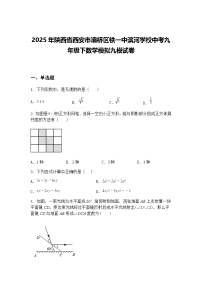 2025年陕西省西安市灞桥区铁一中滨河学校中考九年级下数学模拟九模试卷（含答案解析）