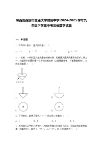 陕西省西安市交通大学附属中学2024-2025学年九年级下学期中考三模数学试题（含答案解析）