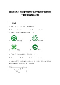 重庆市2025年初中学业水平暨高中招生考试九年级下数学模拟试题(A卷)（含答案解析）