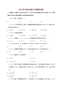 【中考数学】2025年江苏省无锡市中考适应性模拟试卷（含解析）
