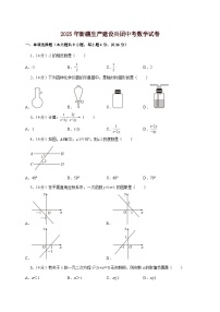 【中考数学】2025年新疆生产建设兵团中考适应性模拟试卷（含解析）