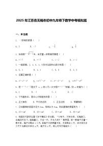 2025年江苏省无锡市初中九年级下数学中考模拟题（含答案解析）