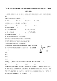 2024-2025学年湖南省长沙市雨花湘一外国语中学七年级（下）期末数学试卷-自定义类型