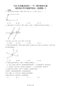 2025北京重点校初一（下）期中数学汇编：相交线与平行线章节综合（选择题）3