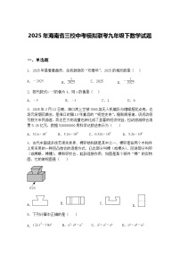 2025年海南省三校中考模拟联考九年级下数学试题（含答案解析）
