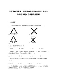 北京市中国人民大学附属中学2024—2025学年九年级下学期6月模拟数学试卷（含答案解析）
