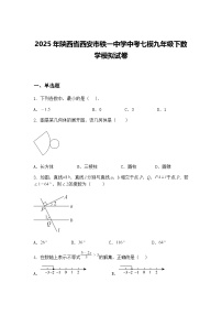 2025年陕西省西安市铁一中学中考七模九年级下数学模拟试卷（含答案解析）