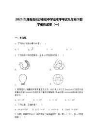2025年湖南省长沙市初中学业水平考试九年级下数学模拟试卷（一）（含答案解析）