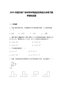 2025年四川省广安中学中考适应性考试九年级下数学模拟试题（含答案解析）