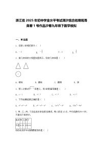 浙江省2025年初中学业水平考试潮汐组合钱塘观甬真卷1号作品汐卷九年级下数学模拟（含答案解析）