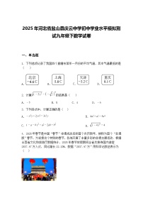 2025年河北省盐山县庆云中学初中学业水平模拟测试九年级下数学试卷（含答案解析）