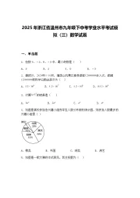 2025年浙江省温州市九年级下中考学业水平考试模拟（三）数学试题（含答案解析）