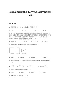 2025年云南省初中学业水平考试九年级下数学模拟试卷（含答案解析）