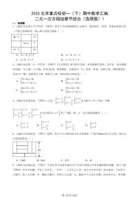 2025北京重点校初一（下）期中数学汇编：二元一次方程组章节综合（选择题）1