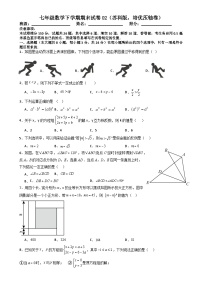 七年级数学下学期期末试卷02（苏科版，培优压轴卷）（原卷版）-A4