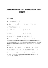 湖南省永州市祁阳市2025年中考模拟九年级下数学仿真试卷（一）（含答案解析）