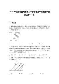 2025年云南省昆明市第二中学中考九年级下数学模拟试卷（一）（含答案解析）