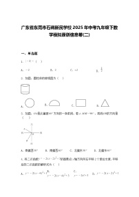 广东省东莞市石碣新民学校2025年中考九年级下数学模拟原创信息卷(二)（含答案解析）