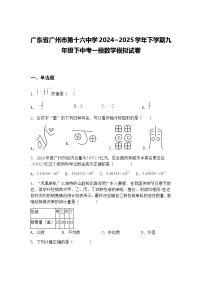 广东省广州市第十六中学2024~2025学年下学期九年级下中考一模数学模拟试卷（含答案解析）