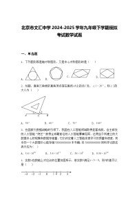 北京市文汇中学2024-2025学年九年级下学期模拟考试数学试题（含答案解析）