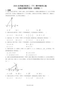 2025北京重点校初二（下）期中数学汇编：勾股定理章节综合（选择题）1