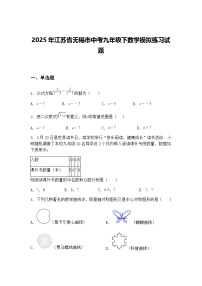 2025年江苏省无锡市中考九年级下数学模拟练习试题（含答案解析）