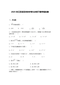 2025年江苏省苏州市中考九年级下数学模拟卷（含答案解析）