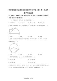 2025-2026学年江苏省南京市建邺区致远初级中学九年级上册第一次月考数学模拟试卷（含答案）