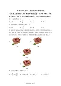 2025-2026学年江苏省扬州市梅岭中学七年级上册第一次月考数学模拟试卷（含答案）
