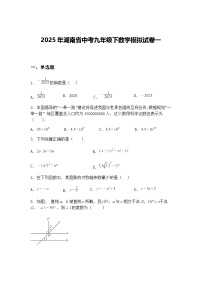 2025年湖南省中考九年级下数学模拟试卷一（含答案解析）