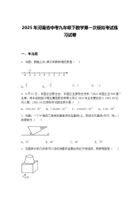 2025年河南省中考九年级下数学第一次模拟考试练习试卷（含答案解析）