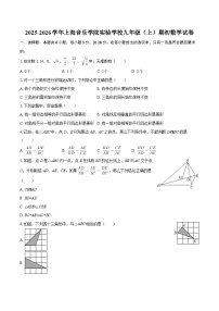 2025-2026学年上海音乐学院实验学校九年级（上）期初数学试卷-自定义类型