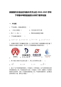新疆维吾尔自治区乌鲁木齐天山区2024-2025学年下学期中考质量抽测九年级下数学试题（含答案解析）