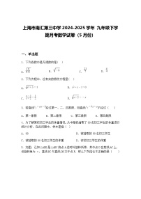 上海市南汇第三中学2024-2025学年 九年级下学期月考数学试卷（5月份）（含答案解析）
