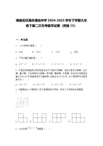 海南省琼海市海桂中学2024-2025学年下学期九年级下第二次月考数学试卷（周练15）（含答案解析）