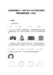 山东省青岛第六十一中学2024-2025学年九年级下学期月考数学试卷（3月份）（含答案解析）