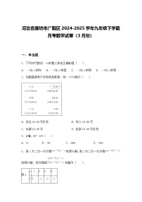 河北省廊坊市广阳区2024-2025学年九年级下学期月考数学试卷（3月份）（含答案解析）