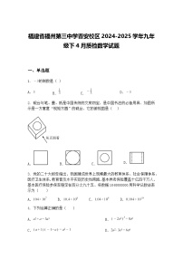 福建省福州第三中学晋安校区2024-2025学年九年级下4月质检数学试题（含答案解析）