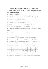 安徽省合肥市第四十五中学2025~2026学年九年级上学期第一次月考数学试题（附答案）