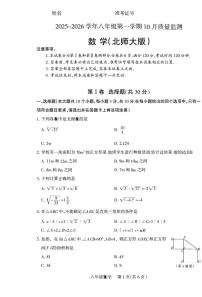 2025-2026学年八年级第一学期10月月考八年级数学试卷含答案（北师大）