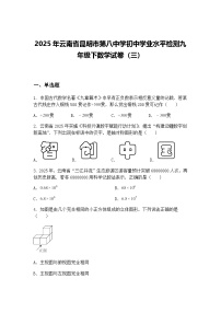 2025年云南省昆明市第八中学初中学业水平检测九年级下数学试卷（三）（含答案解析）