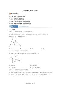 专题02全等三角形（期中真题 长沙专用）八年级数学上册人教版2024（含答案）