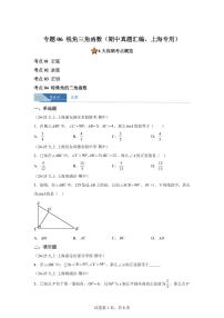 专题06锐角三角函数（期中真题 上海专用）九年级数学上册（沪教版上海）含答案
