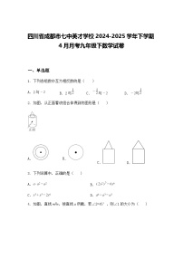 四川省成都市七中英才学校2024-2025学年下学期4月月考九年级下数学试卷（含答案解析）
