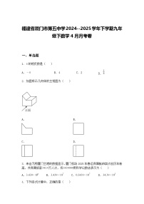 福建省厦门市第五中学2024--2025学年下学期九年级下数学4月月考卷（含答案解析）