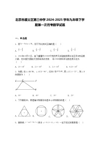 北京市顺义区第三中学2024-2025学年九年级下学期第一次月考数学试题（含答案解析）