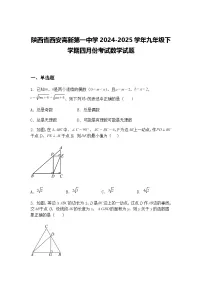 陕西省西安高新第一中学2024-2025学年九年级下学期四月份考试数学试题（含答案解析）