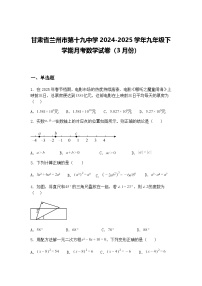 甘肃省兰州市第十九中学2024-2025学年九年级下学期月考数学试卷（3月份）（含答案解析）