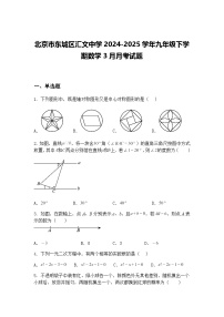北京市东城区汇文中学2024-2025学年九年级下学期数学3月月考试题（含答案解析）